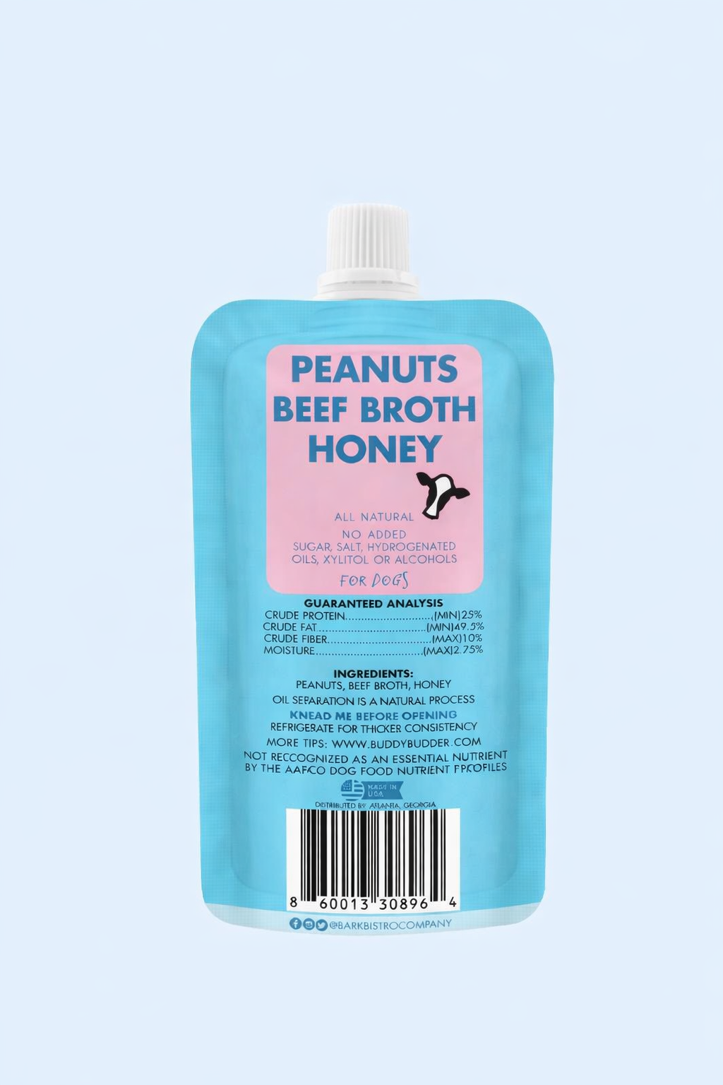Dog Peanut Butter - 4oz Squeeze Pack Beef Broth Budder
